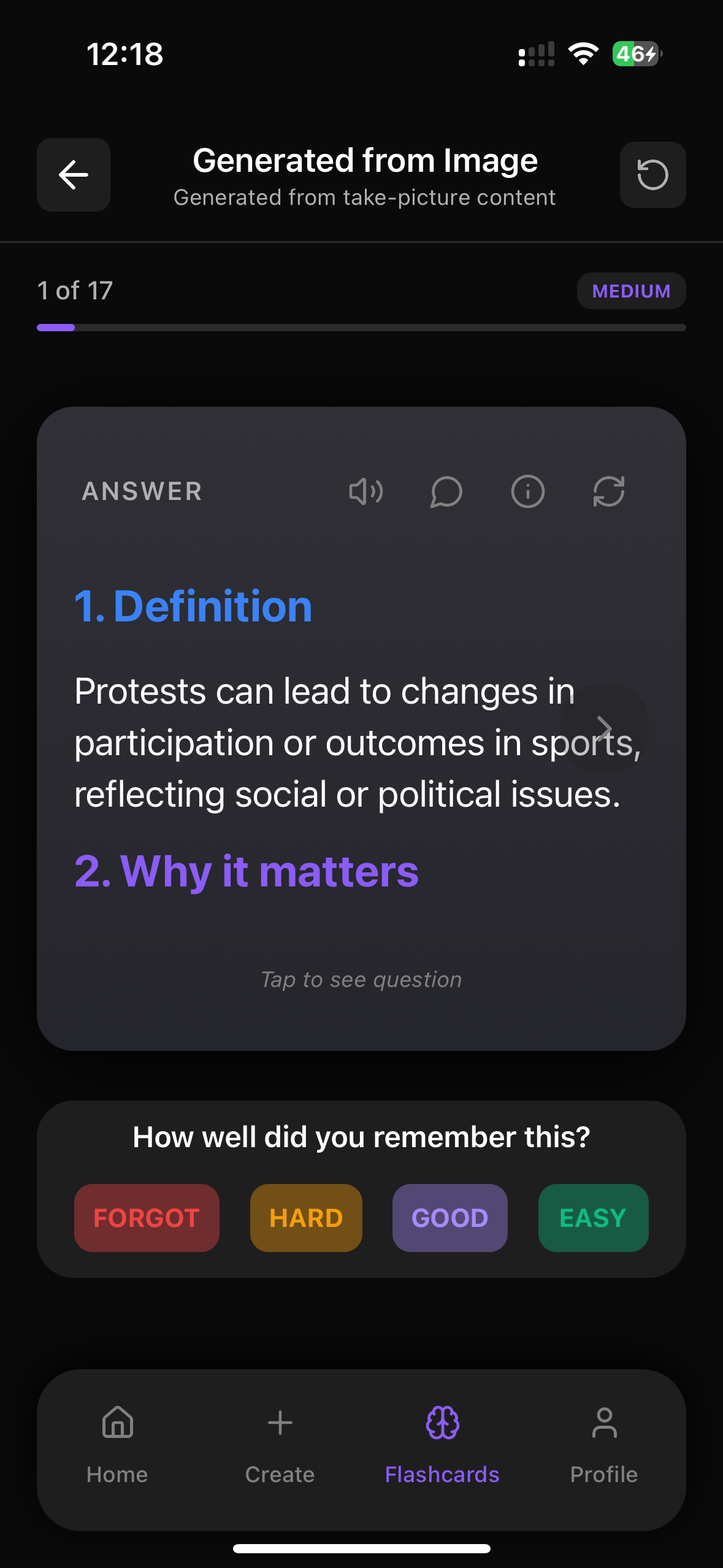 FlashRecall anki machine learning study app interface demonstrating learning strategies flashcards with AI-powered card creation and review scheduling